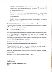 INEC Press Release after the 2026 FCT Area Council Elections - 22nd February 2026